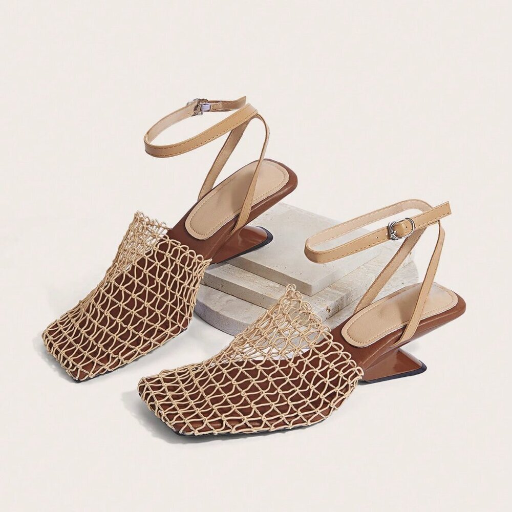 Boho wedge heeled Women's mesh Sandals - Picture 5 of 7
